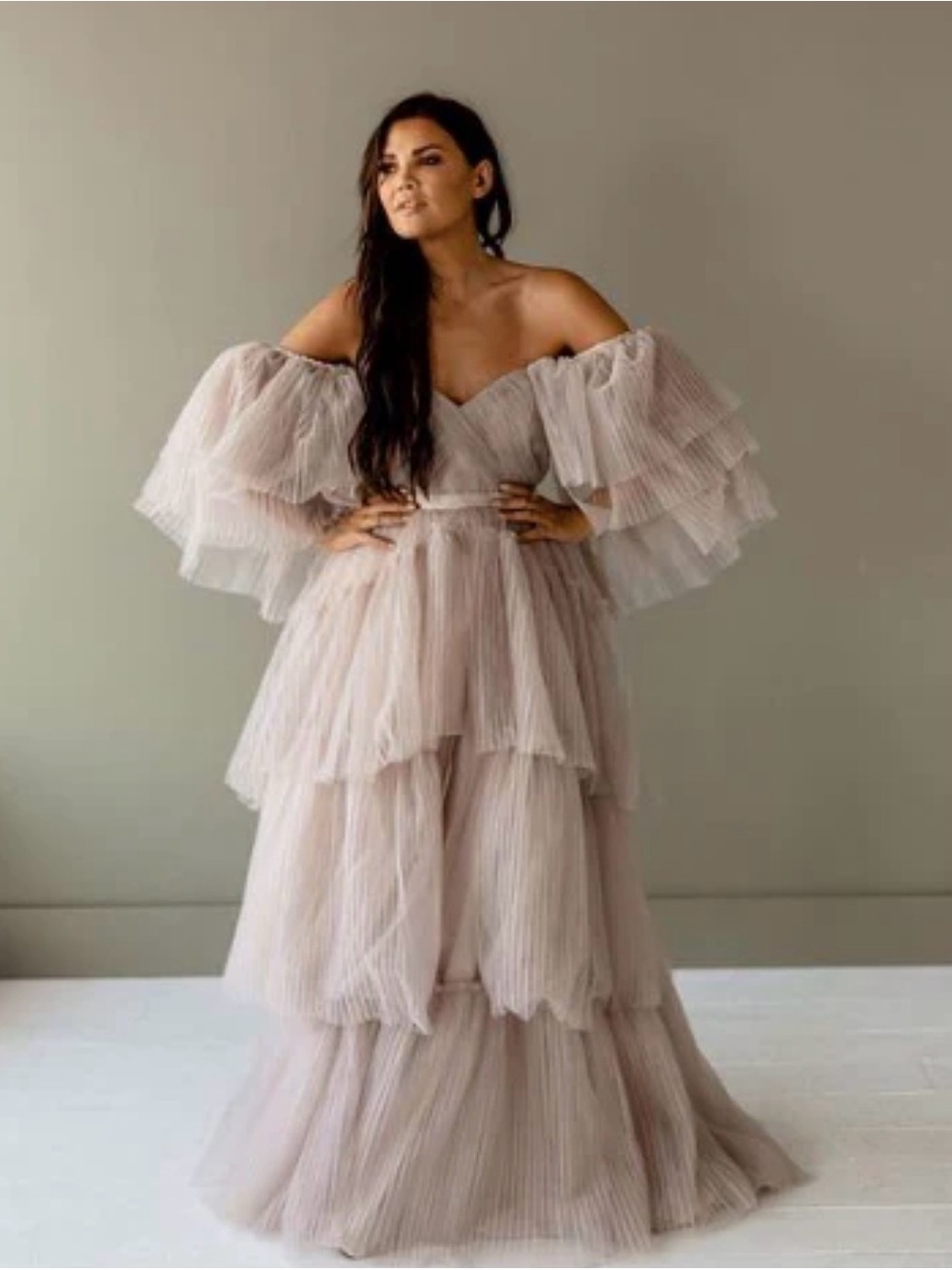 Mauve tulle gown wedding Photo shoot